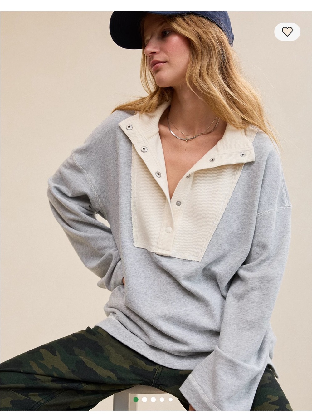 Aerie quarter snap sweatshirt grey size small